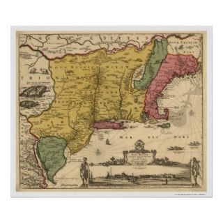 New England Regional Map   1685 Print