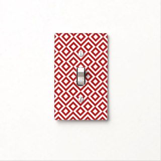 Red and White Meander Light Switch Cover
