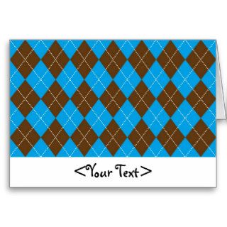 Blue and Brown Argyle Pattern Greeting Card