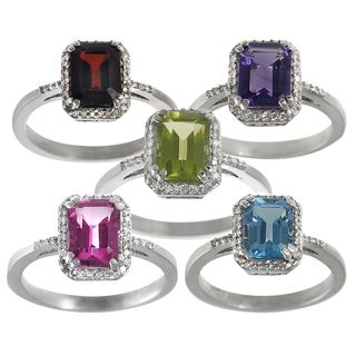 Tressa Sterling Silver Gemstone and Diamond Accent Ring Tressa Gemstone Rings