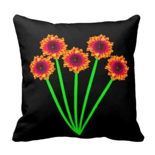 Five Sunny Abstract Sunflowers Throw Pillows