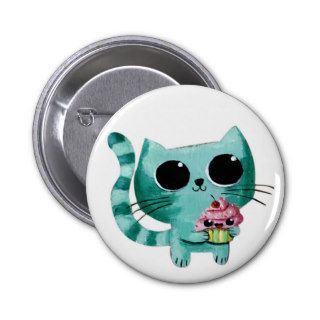 Cute Kitty Cat with Kawaii Cupcake Pin