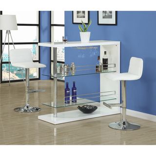 White and Chrome Metal 48 inch Bar Table Monarch Bar Tables