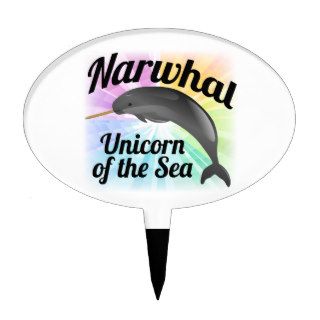 Narwhal Unicorn of the Sea, Cute Rainbow Cake Picks