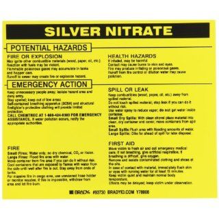 Brady 93730 Vinyl Hazardous Material Label , Black On Yellow,  3 3/4" Height x 4 1/2" Width,  Legend "Silver Nitrate" (25 Labels per Package)