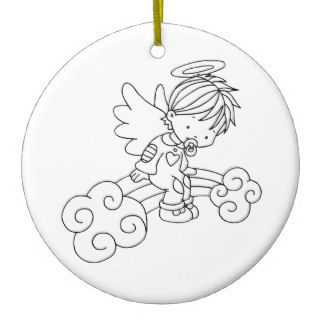 Color Me Angel Baby Sitting on Rainbow Ornaments