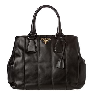 Prada Medium Ribbed Black Leather Framed Satchel Prada Designer Handbags