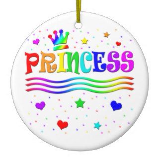Cute Cartoon Clip Art Rainbow Princess Tiara Christmas Tree Ornaments