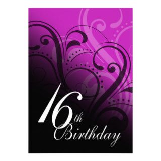16th Birthday Party Swirl Custom Invite