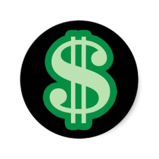 Dollar Sign Round Sticker