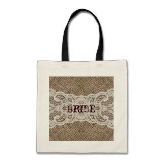 elegant brown burlap lace country wedding canvas bags