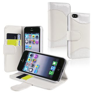 BasAcc White Leather Case with Stand/ Card Holder for Apple iPhone 5/ 5S BasAcc Cases & Holders