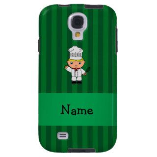 Personalized name chef green stripes