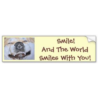 funny akita dog smiling with slogan realist art bumper sticker