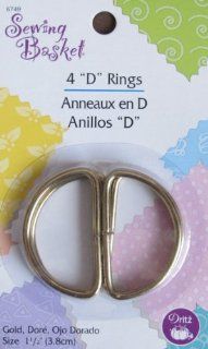 Dritz SEWING Basket "D" RINGS 1 1/2" SIZE Pack of 4 GOLD Tone