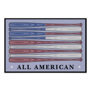 All American Baseball Bat Flag Posters