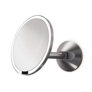 simplehuman Wall Mount Lighted Sensor Activated Vanity Makeup Mirror in Brushed Stainless Steel ST3002