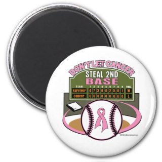 Dont Let Breast Cancer Steal 2nd Base Scoreboard Magnet