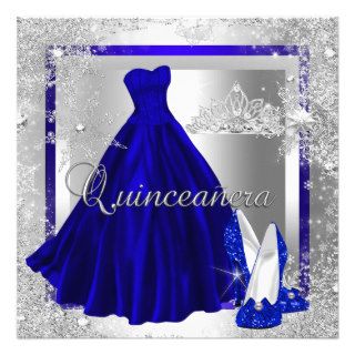 Royal Blue Quinceanera 15th Elite Elegant Birthday Personalized Announcements
