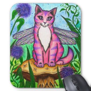 Dragonfly Fairy Cat Fantasy Art Mousepad