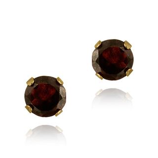 Glitzy Rocks 14k Yellow Gold 11/10ct TGW 5mm Garnet Stud Earrings Glitzy Rocks Gemstone Earrings