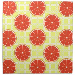 Bright Summer Grapefruits on Lemon Yellow Squares Napkins