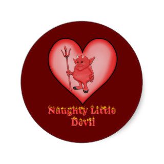 Naughty Little Devil Round Stickers