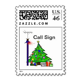 Ham Radio Christmas Tree Stamp