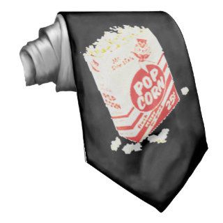 Retro Vintage Movie Theater Popcorn Neck Ties