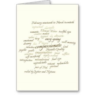 Pisces Traits Tag Word Cloud   handwriting style Cards