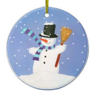Happy Snowman Christmas Tree Ornaments