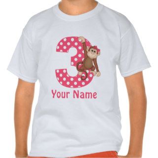3rd Birthday Monkey Girl Personalized Shirt
