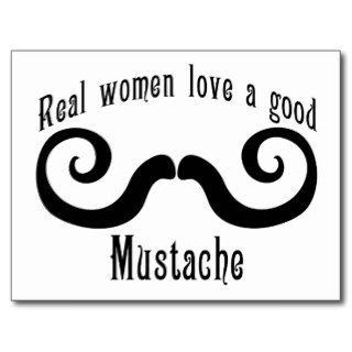 real women love a mustache postcard