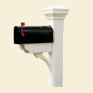 Eye Level White Mailbox Post, Newspaper Holder and White Smooth Curved Cap 50 KITWWPCS