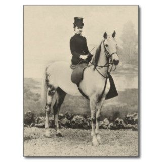 Side saddle riding 1800s postcard