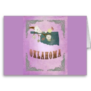 Modern Vintage Oklahoma State Map Grape Purple Cards