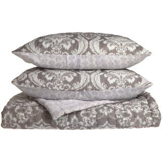 Pinzon 100 Percent Cotton Printed King Quilt Set, Taupe Damask   King Comforter Set