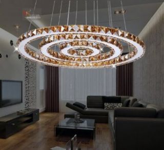 2013 New Bright Modern Simple Stylish K9 Crystal Chandelier Ceiling Light Fixture Living Room LED Lighting Three Ring Random Variation (40cm+60cm+80cm 110 V   240 V)    