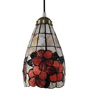 40W Tiffany Pendant Light with Stained Glass Shade in Floral Design   Chandeliers  