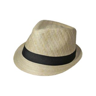 St. Johns Bay St. John s Bay Straw Fedora w/ Flat Grosgrain Bow, Natural, Mens