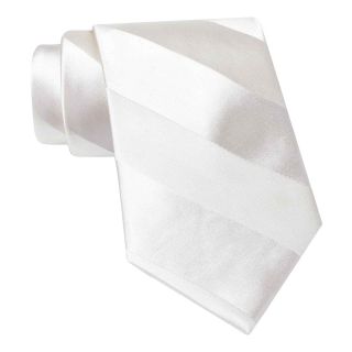 Stafford Performance Bond Tonal Stripe Slim Necktie, White, Mens