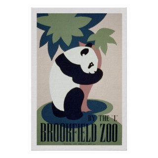 Vintage WPA Brookfield Zoo Panda Poster