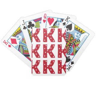 Letter K   White Stars on Dark Red Deck Of Cards