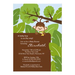 Jungle Monkey Boy Baby Shower Invitation