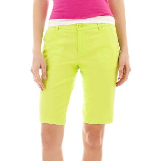 Twill Bermuda Shorts, Green, Womens