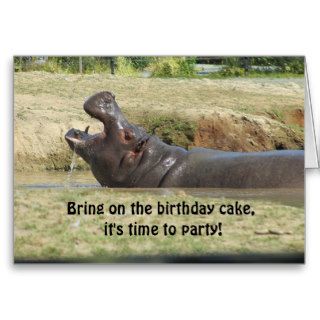 Funny Hippopotamus Birthday Greeting Cards