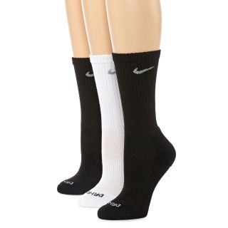 Nike Dri FIT 3 pk. Crew Socks, Blk/wht/blk, Womens