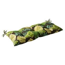 Pillow Perfect Outdoor Green/ Brown Tropical Tufted Loveseat Cushion Pillow Perfect Outdoor Cushions & Pillows