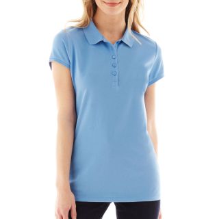 LIZ CLAIBORNE Short Sleeve Polo Shirt   Tall, Blue