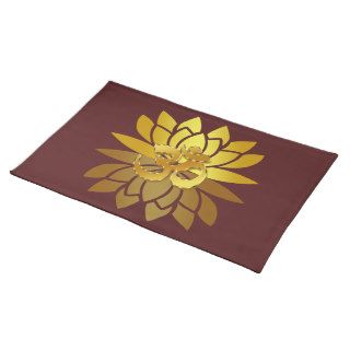 OM Omkara and Gold Colored Lotus Flower Placemats